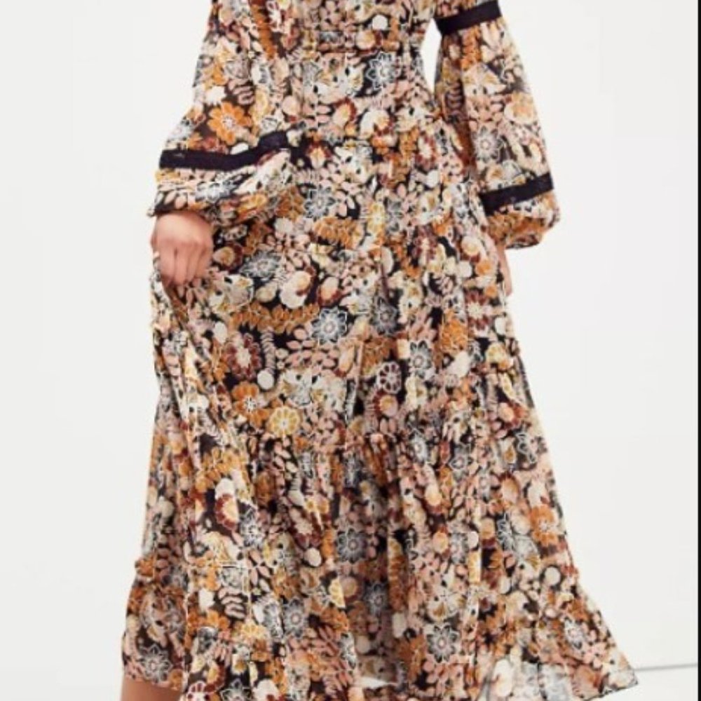 Free People Floral Maxi Dress - Black and Cream - Picture 2 of 4